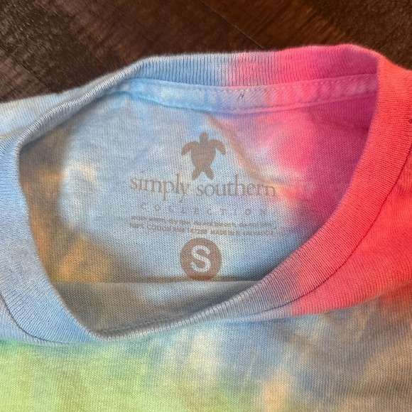 Simply Southern Rainbow Tie Dye Turtle Long Sleeve Tee Size S - Picture 4 of 7